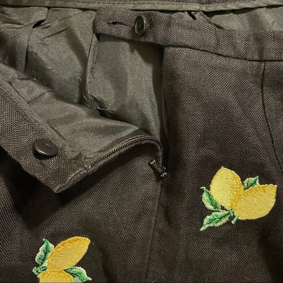 Talbots Wide Leg Linen Pants With Lemon Print Novelty - Picture 4 of 8